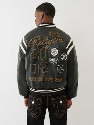 True Religion Jacket Retro Pu Varsity Jet Black