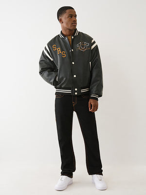 True Religion Jacket Retro Pu Varsity Jet Black