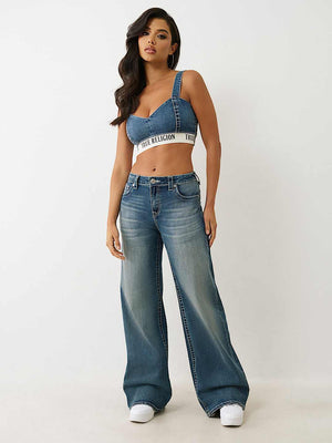True Religion  Elastic Breif Bobbi Baggy Jean Blue Radiance