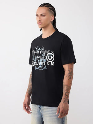 True Religion T-Shirt Buddha Letters Black
