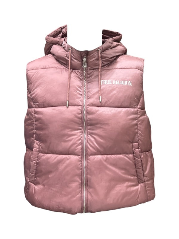 True Religion Jacket Ladies Foil Puffer Vest Wistful Mauve