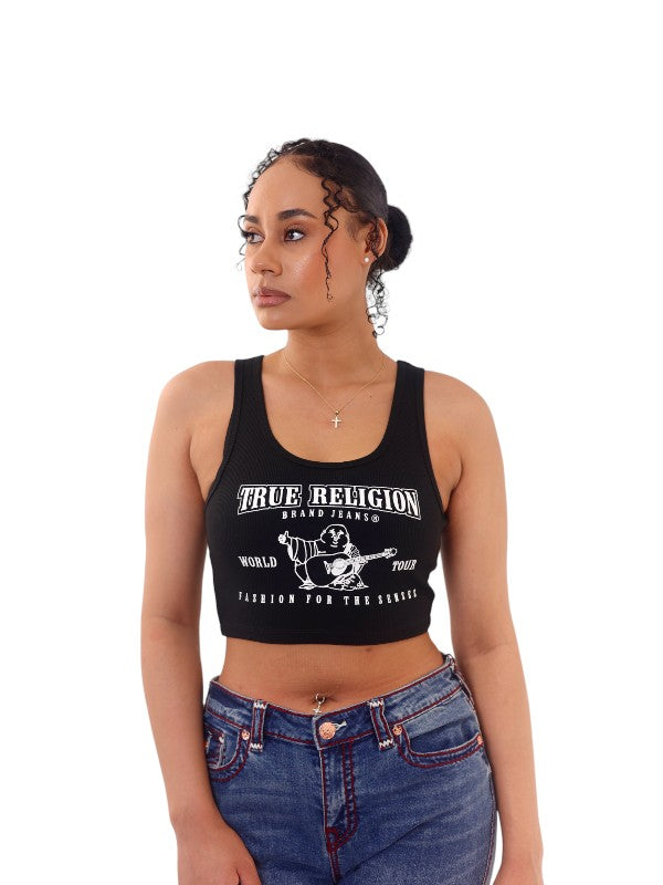 True Religion Bustier Tank Top Logo Black