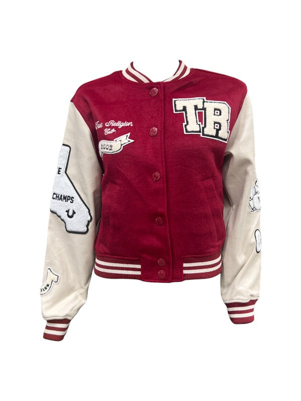 True Religion Jacket Ladies Varsity Tibetan Red