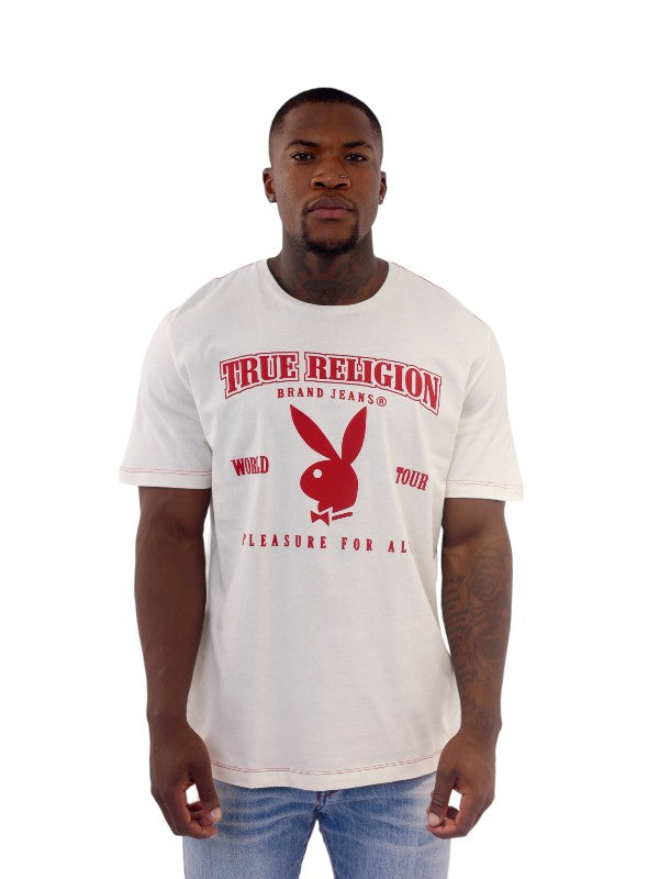 True Religion Relaxed T-Shirt Logo Winter White-Red