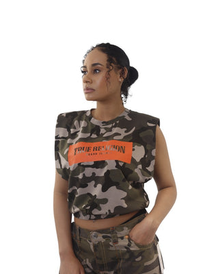 True Religion Padded Shoulder T-Shirt Camo-True Religion