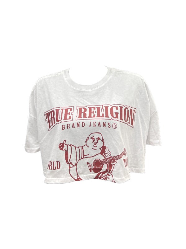 True Religion T-Shirt Ladies Bungee Sleeve Buddha Optic Black