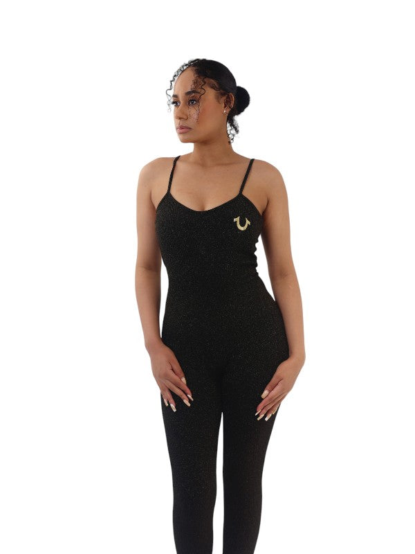 True Religion Seamless Jumpsuit Lurex Jet Black