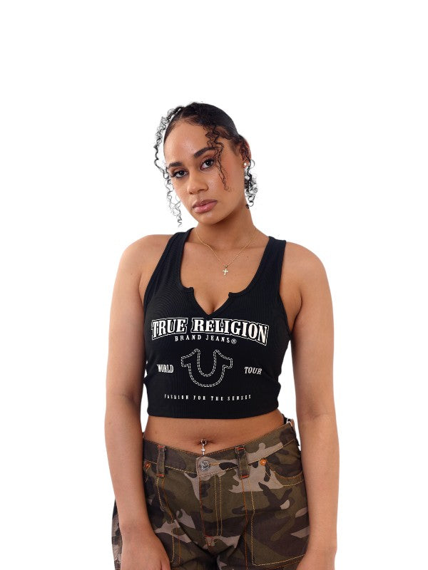 True Religion V Notch Tank Arch Logo Coal