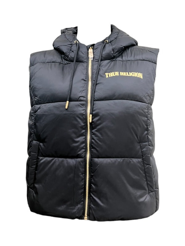 True Religion Jacket Ladies Foil Puffer Vest Jet Black